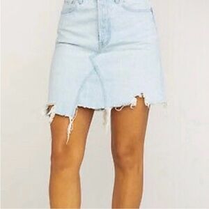 We the Free Tidal Wave Light Blue Distressed Denim Skirt size 25